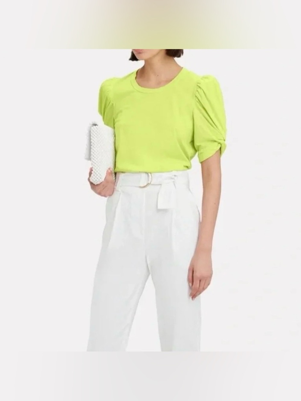 A.L.C. Kati Puffy Sleeve T-Shirt XS Neon Yellow